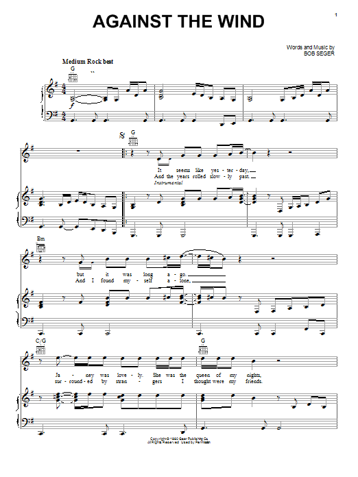 Preview Bob Seger Against The Wind Pop sheet music, notes and chords for Guitar Tab, SKU: 24217 sheet music, piano notes, chords, guitar tabs, score, transpose, transcribe, how to play, guide, download, learn, tutorial, progression, song, artist, awards, billboard, mtv, vh1, tour, single, album, release