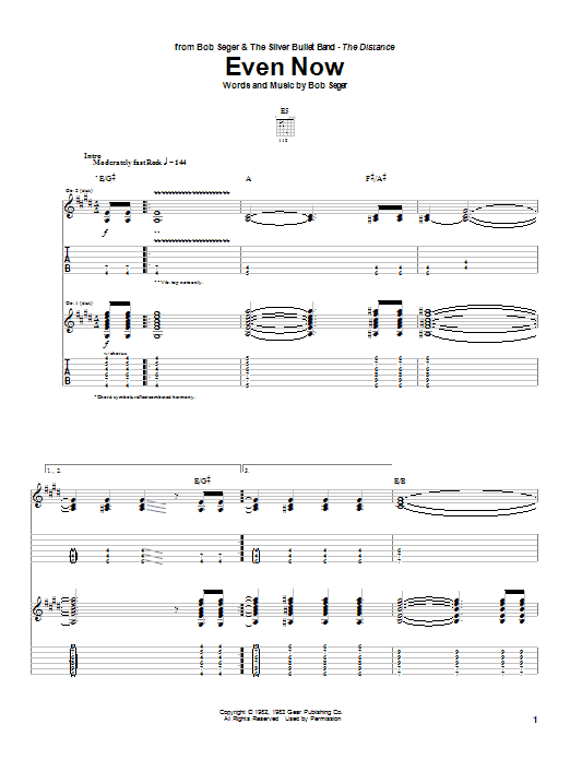 Preview Bob Seger Even Now Rock sheet music, notes and chords for Lyrics & Chords, SKU: 79639 Download Bob Seger Even Now sheet music and printable PDF score & Rock music notes