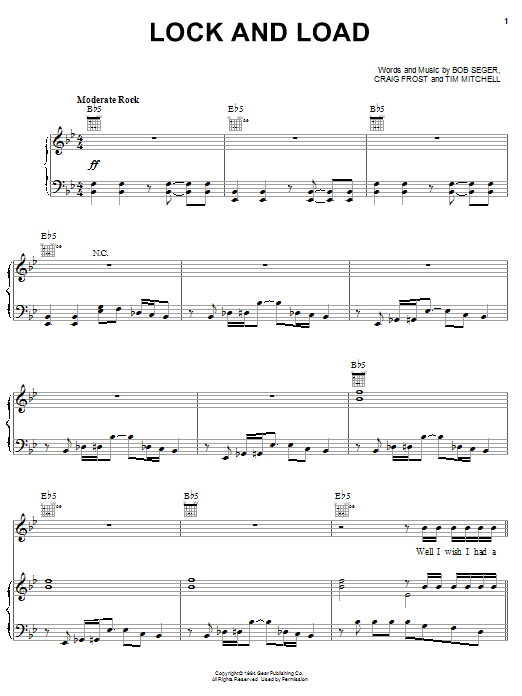 Preview Bob Seger Lock And Load Rock sheet music, notes and chords for Lyrics & Chords, SKU: 79659 Download Bob Seger Lock And Load sheet music and printable PDF score & Rock music notes