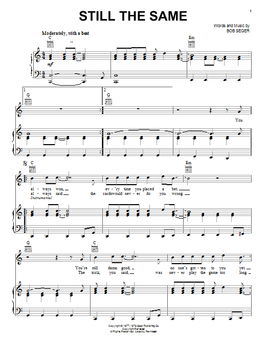 Download Bob Seger Still The Same sheet music and printable PDF score & Rock music notes