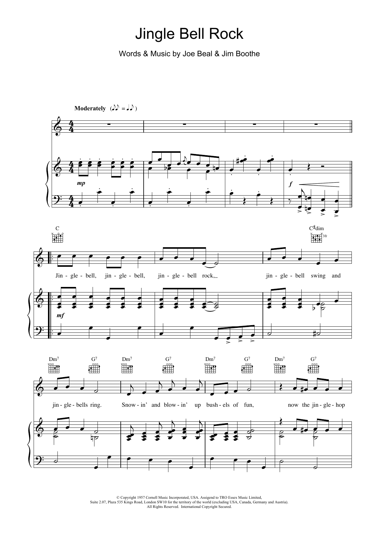 Preview Max Bygraves Jingle Bell Rock Easy Listening sheet music, notes and chords for Piano, Vocal & Guitar (Right-Hand Melody), SKU: 15520 Download Max Bygraves Jingle Bell Rock sheet music and printable PDF score & Easy Listening music notes
