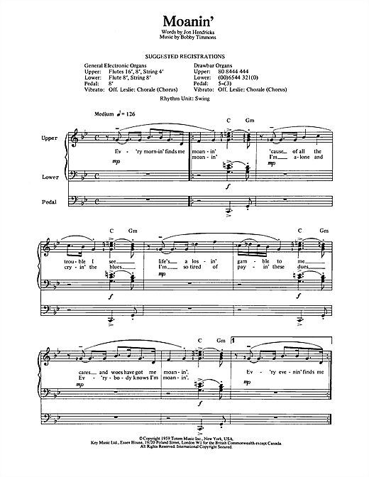 Preview Bobby Timmons Moanin' Jazz sheet music, notes and chords for Melody Line, Lyrics & Chords, SKU: 14707 sheet music, piano notes, chords, guitar tabs, score, transpose, transcribe, how to play, guide, download, learn, tutorial, progression, song, artist, awards, billboard, mtv, vh1, tour, single, album, release