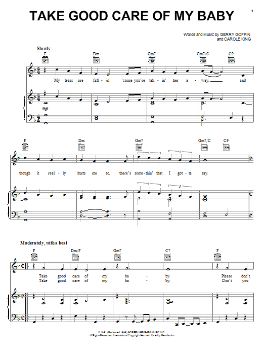 Preview Bobby Vee Take Good Care Of My Baby Pop sheet music, notes and chords for Piano, Vocal & Guitar (Right-Hand Melody), SKU: 51538 sheet music, piano notes, chords, guitar tabs, score, transpose, transcribe, how to play, guide, download, learn, tutorial, progression, song, artist, awards, billboard, mtv, vh1, tour, single, album, release