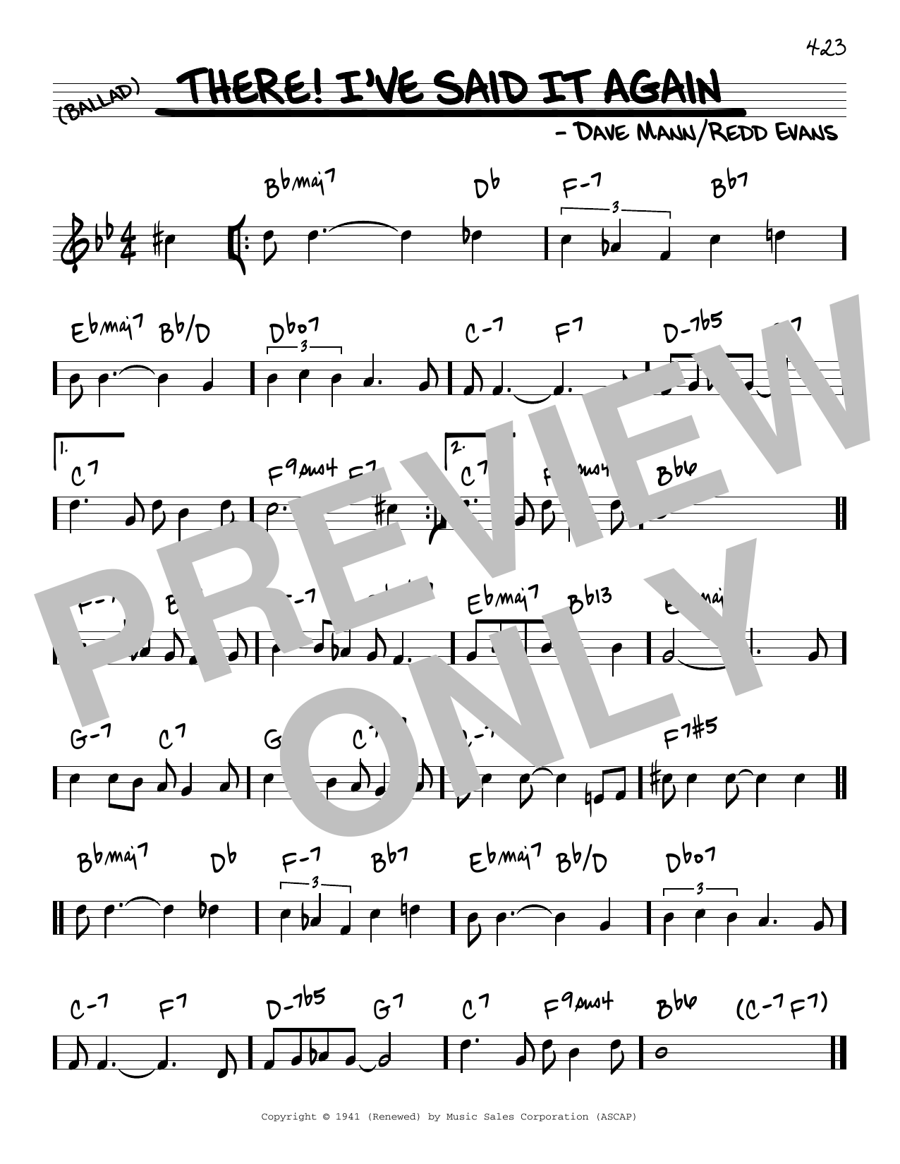 Download Bobby Vinton There! I've Said It Again sheet music and printable PDF score & Jazz music notes