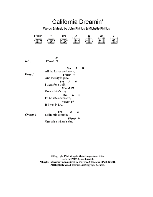Preview Bobby Womack California Dreamin' Pop sheet music, notes and chords for Lyrics & Chords, SKU: 101217 sheet music, piano notes, chords, guitar tabs, score, transpose, transcribe, how to play, guide, download, learn, tutorial, progression, song, artist, awards, billboard, mtv, vh1, tour, single, album, release