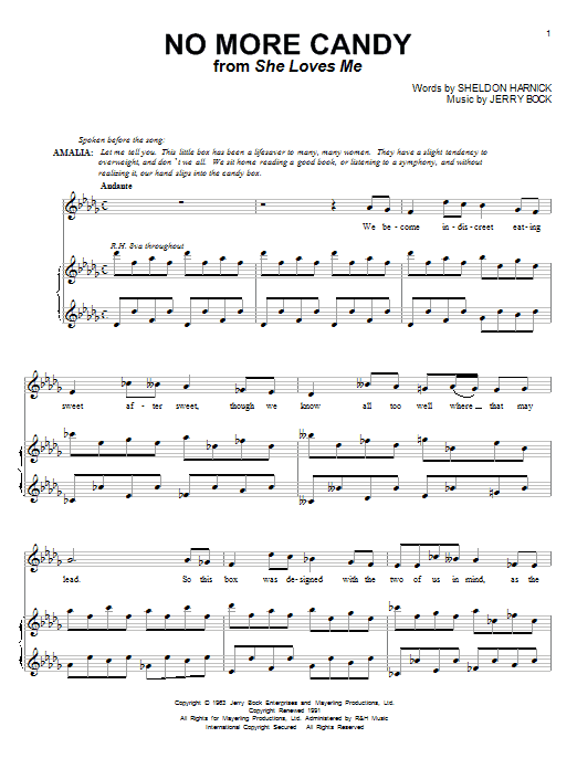 Preview Bock & Harnick No More Candy Unclassified sheet music, notes and chords for Piano, Vocal & Guitar (Right-Hand Melody), SKU: 63239 Download Bock & Harnick No More Candy sheet music and printable PDF score & Unclassified music notes