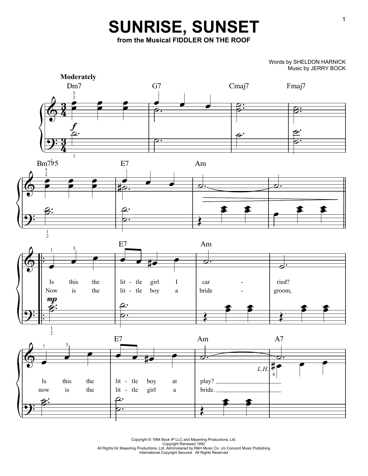 Preview Bock & Harnick Sunrise, Sunset Folk sheet music, notes and chords for Lyrics & Chords, SKU: 82206 sheet music, piano notes, chords, guitar tabs, score, transpose, transcribe, how to play, guide, download, learn, tutorial, progression, song, artist, awards, billboard, mtv, vh1, tour, single, album, release