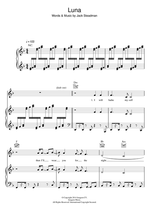 Preview Bombay Bicycle Club Luna Indie sheet music, notes and chords for Piano, Vocal & Guitar (Right-Hand Melody), SKU: 121173 sheet music, piano notes, chords, guitar tabs, score, transpose, transcribe, how to play, guide, download, learn, tutorial, progression, song, artist, awards, billboard, mtv, vh1, tour, single, album, release