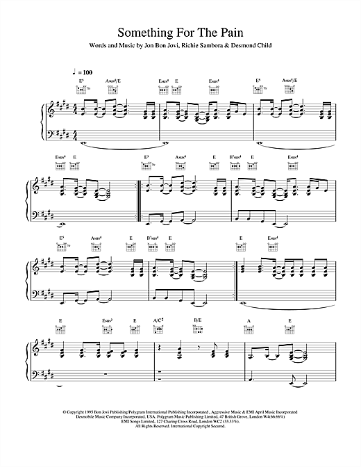 Preview Bon Jovi Something For The Pain Rock sheet music, notes and chords for Lyrics & Chords, SKU: 107769 sheet music, piano notes, chords, guitar tabs, score, transpose, transcribe, how to play, guide, download, learn, tutorial, progression, song, artist, awards, billboard, mtv, vh1, tour, single, album, release
