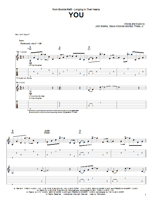 Download Bonnie Raitt You sheet music and printable PDF score & Pop music notes