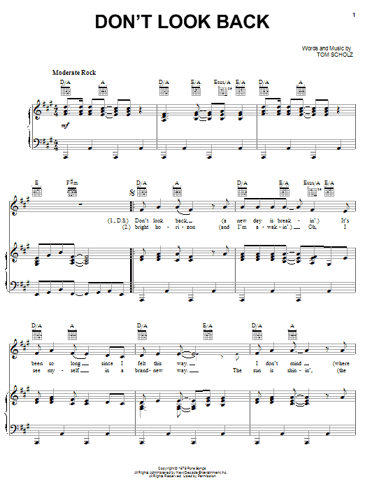 Preview Boston Don't Look Back Rock sheet music, notes and chords for Guitar Tab Play-Along, SKU: 69650 Download Boston Don't Look Back sheet music and printable PDF score & Rock music notes