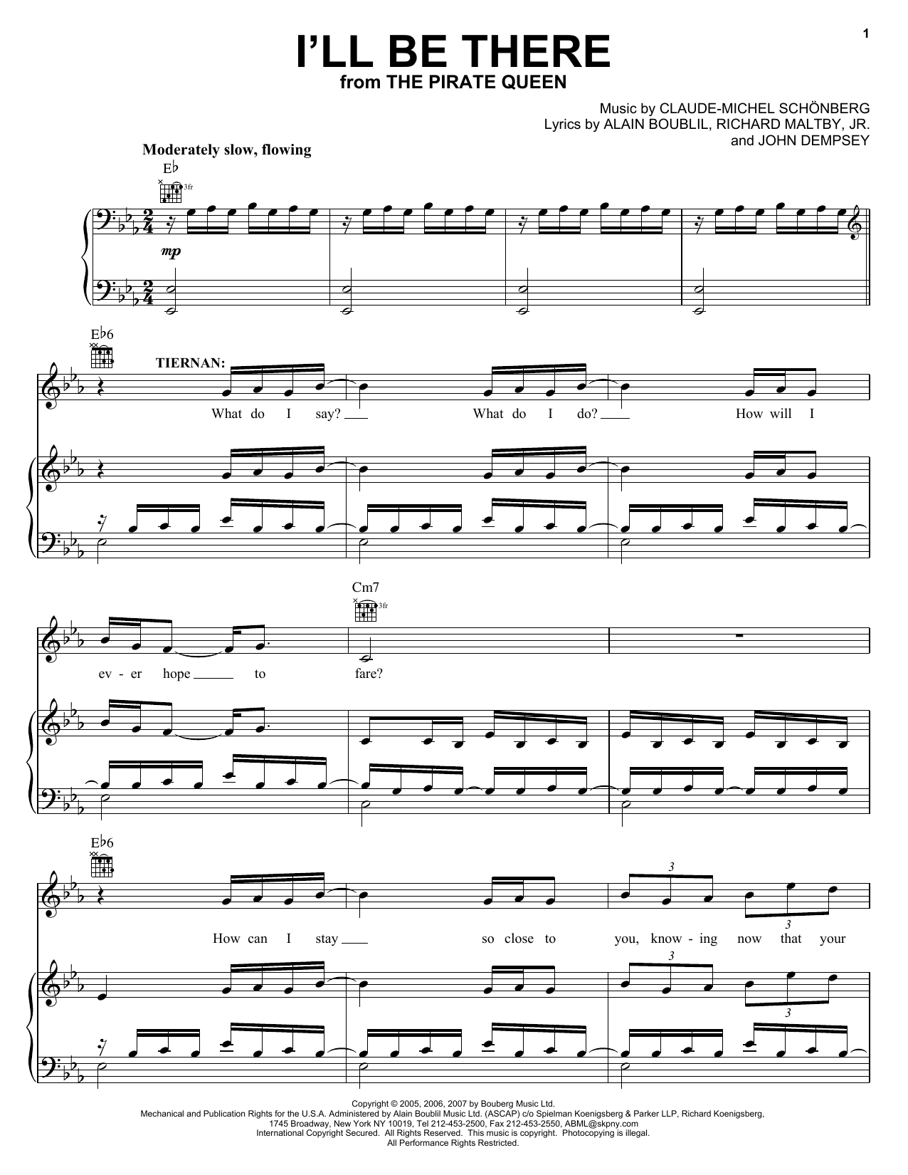 Preview Boublil and Schonberg I'll Be There (from The Pirate Queen) Musicals sheet music, notes and chords for Piano & Vocal, SKU: 63175 sheet music, piano notes, chords, guitar tabs, score, transpose, transcribe, how to play, guide, download, learn, tutorial, progression, song, artist, awards, billboard, mtv, vh1, tour, single, album, release
