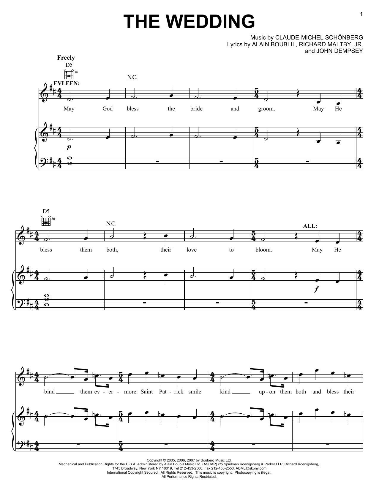 Preview Boublil and Schonberg The Wedding (from The Pirate Queen) Musicals sheet music, notes and chords for Piano, Vocal & Guitar (Right-Hand Melody), SKU: 58957 sheet music, piano notes, chords, guitar tabs, score, transpose, transcribe, how to play, guide, download, learn, tutorial, progression, song, artist, awards, billboard, mtv, vh1, tour, single, album, release