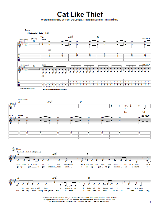 Download Box Car Racer Cat Like Thief sheet music and printable PDF score & Rock music notes