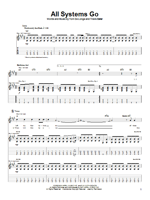 Download Box Car Racer All Systems Go sheet music and printable PDF score & Rock music notes