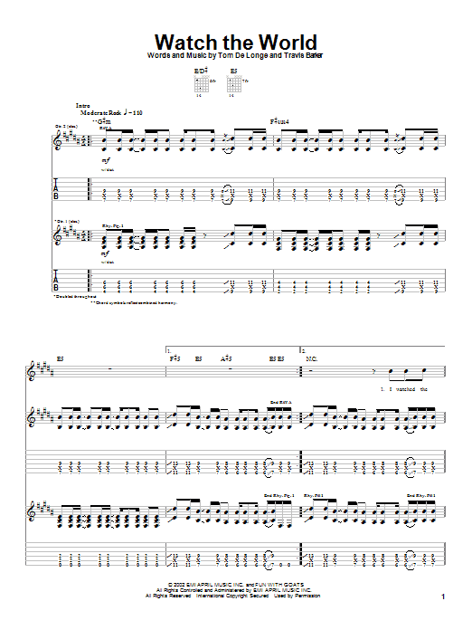 Download Box Car Racer Watch The World sheet music and printable PDF score & Rock music notes