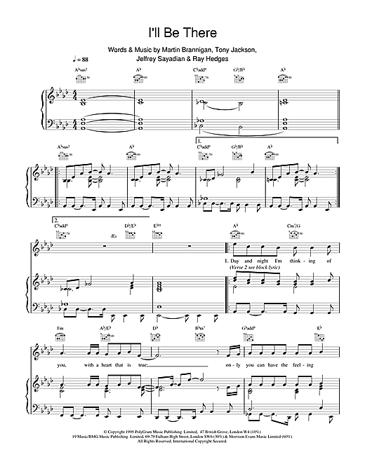 Preview Boyzone I'll Be There Pop sheet music, notes and chords for Piano, Vocal & Guitar (Right-Hand Melody), SKU: 17563 sheet music, piano notes, chords, guitar tabs, score, transpose, transcribe, how to play, guide, download, learn, tutorial, progression, song, artist, awards, billboard, mtv, vh1, tour, single, album, release