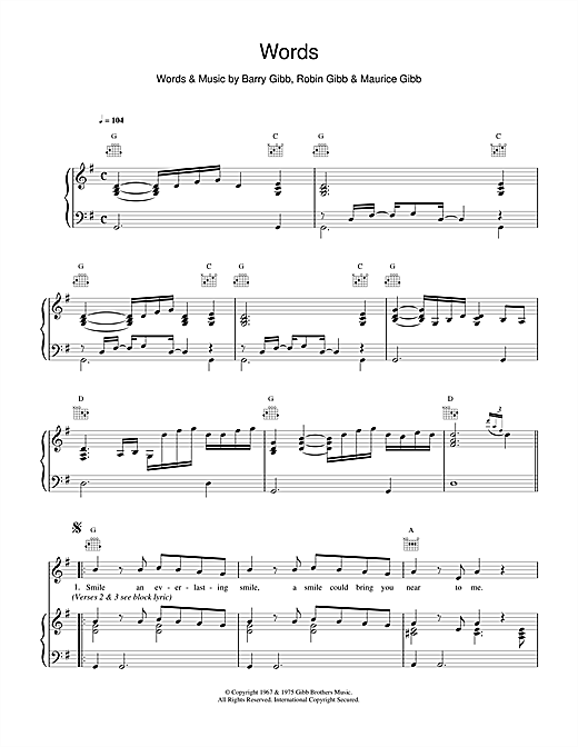 Preview Boyzone Words Pop sheet music, notes and chords for Piano, Vocal & Guitar (Right-Hand Melody), SKU: 15128 sheet music, piano notes, chords, guitar tabs, score, transpose, transcribe, how to play, guide, download, learn, tutorial, progression, song, artist, awards, billboard, mtv, vh1, tour, single, album, release