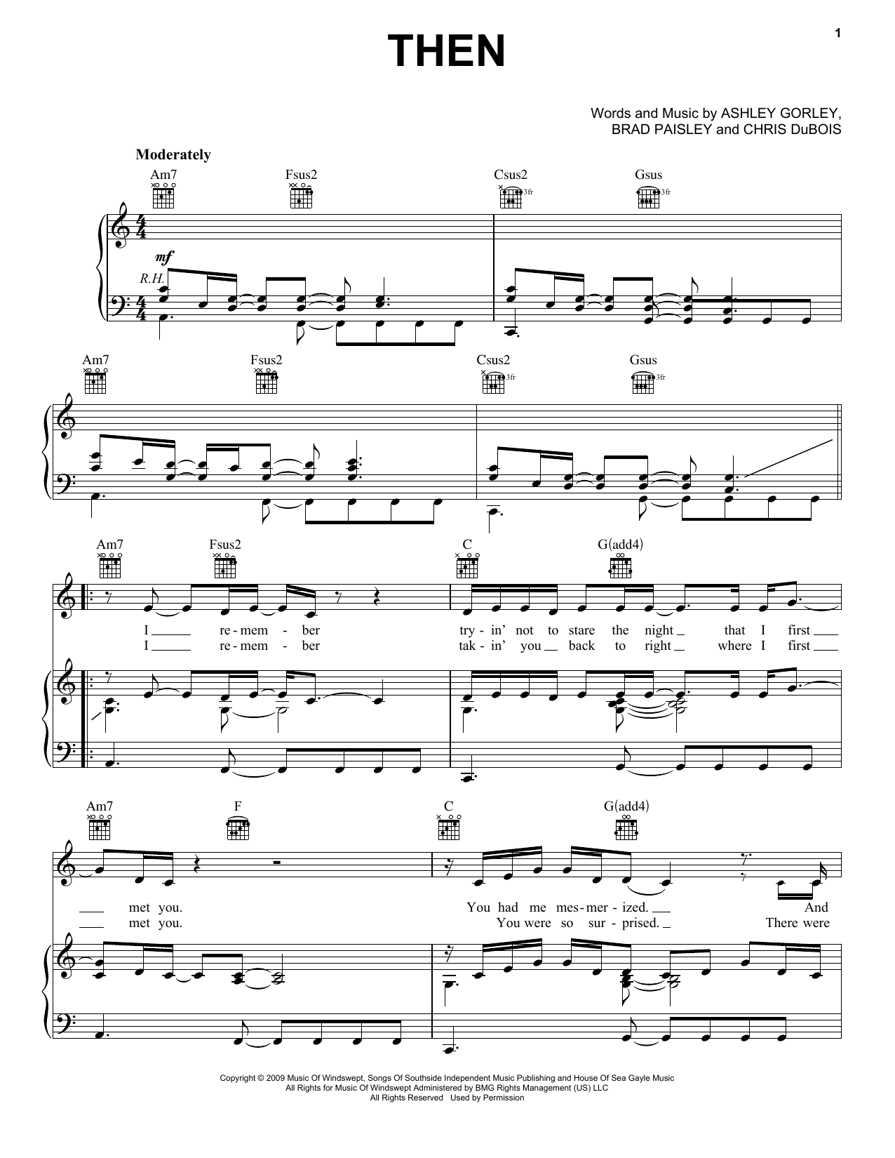 Download Brad Paisley Then sheet music and printable PDF score & Pop music notes