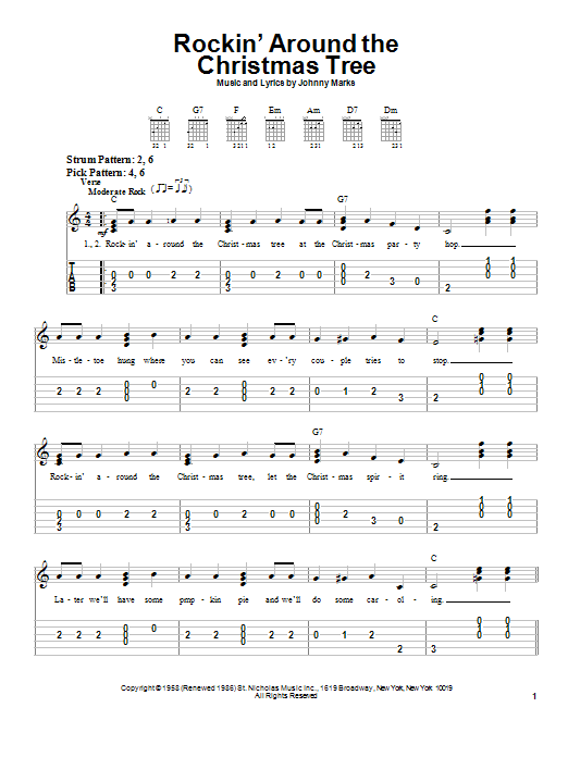 Brenda Lee Rockin Around The Christmas Tree Sheet Music Notes Printable Children Score Piano Vocal Guitar Right Hand Melody Pdf Download 30252