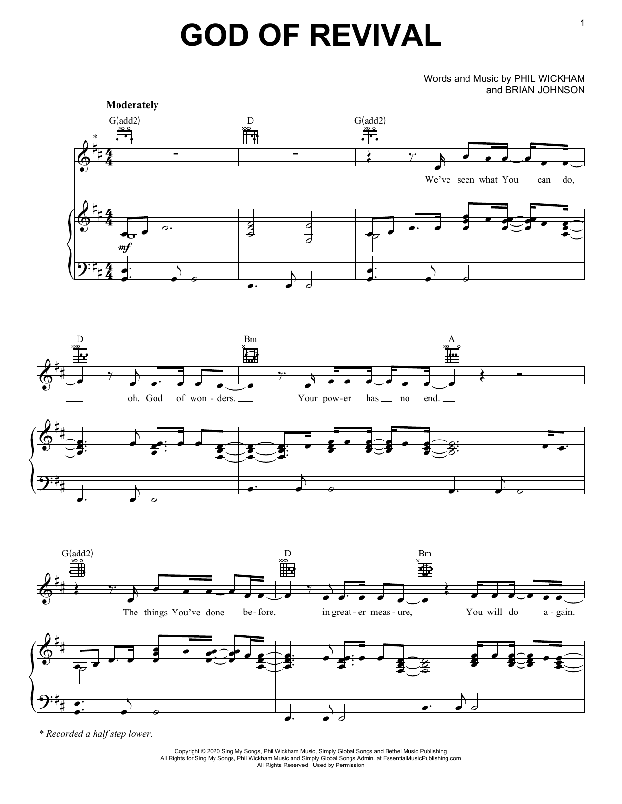 Preview Brian & Jenn Johnson God Of Revival Christian sheet music, notes and chords for Piano, Vocal & Guitar (Right-Hand Melody), SKU: 485506 Download Brian & Jenn Johnson God Of Revival sheet music and printable PDF score & Christian music notes