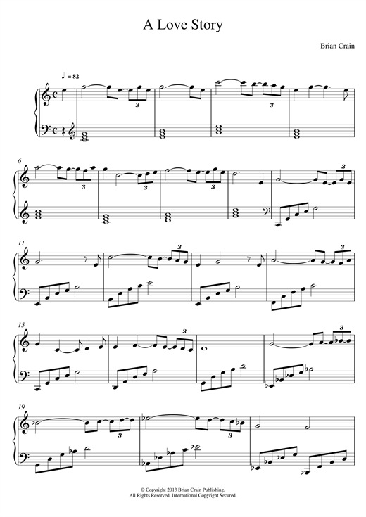 Preview Brian Crain A Love Story Classical sheet music, notes and chords for Piano, SKU: 120706 sheet music, piano notes, chords, guitar tabs, score, transpose, transcribe, how to play, guide, download, learn, tutorial, progression, song, artist, awards, billboard, mtv, vh1, tour, single, album, release