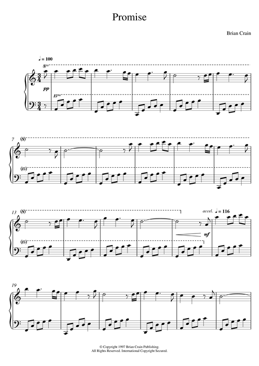 Preview Brian Crain Promise Classical sheet music, notes and chords for Piano, SKU: 120735 sheet music, piano notes, chords, guitar tabs, score, transpose, transcribe, how to play, guide, download, learn, tutorial, progression, song, artist, awards, billboard, mtv, vh1, tour, single, album, release