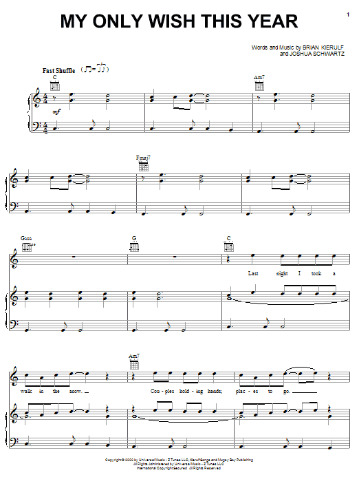 Preview Britney Spears My Only Wish This Year Pop sheet music, notes and chords for Piano, Vocal & Guitar (Right-Hand Melody), SKU: 51453 sheet music, piano notes, chords, guitar tabs, score, transpose, transcribe, how to play, guide, download, learn, tutorial, progression, song, artist, awards, billboard, mtv, vh1, tour, single, album, release