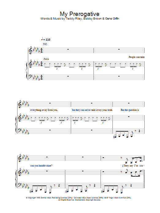 Download Britney Spears My Prerogative sheet music and printable PDF score & Pop music notes