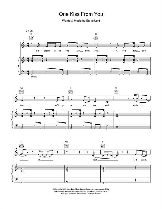 Preview Britney Spears One Kiss From You Pop sheet music, notes and chords for Piano, Vocal & Guitar, SKU: 17020 sheet music, piano notes, chords, guitar tabs, score, transpose, transcribe, how to play, guide, download, learn, tutorial, progression, song, artist, awards, billboard, mtv, vh1, tour, single, album, release