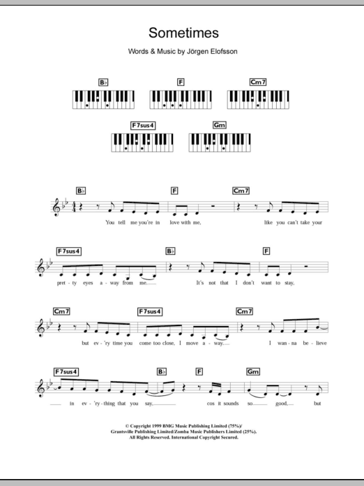 Download Britney Spears Sometimes sheet music and printable PDF score & Pop music notes