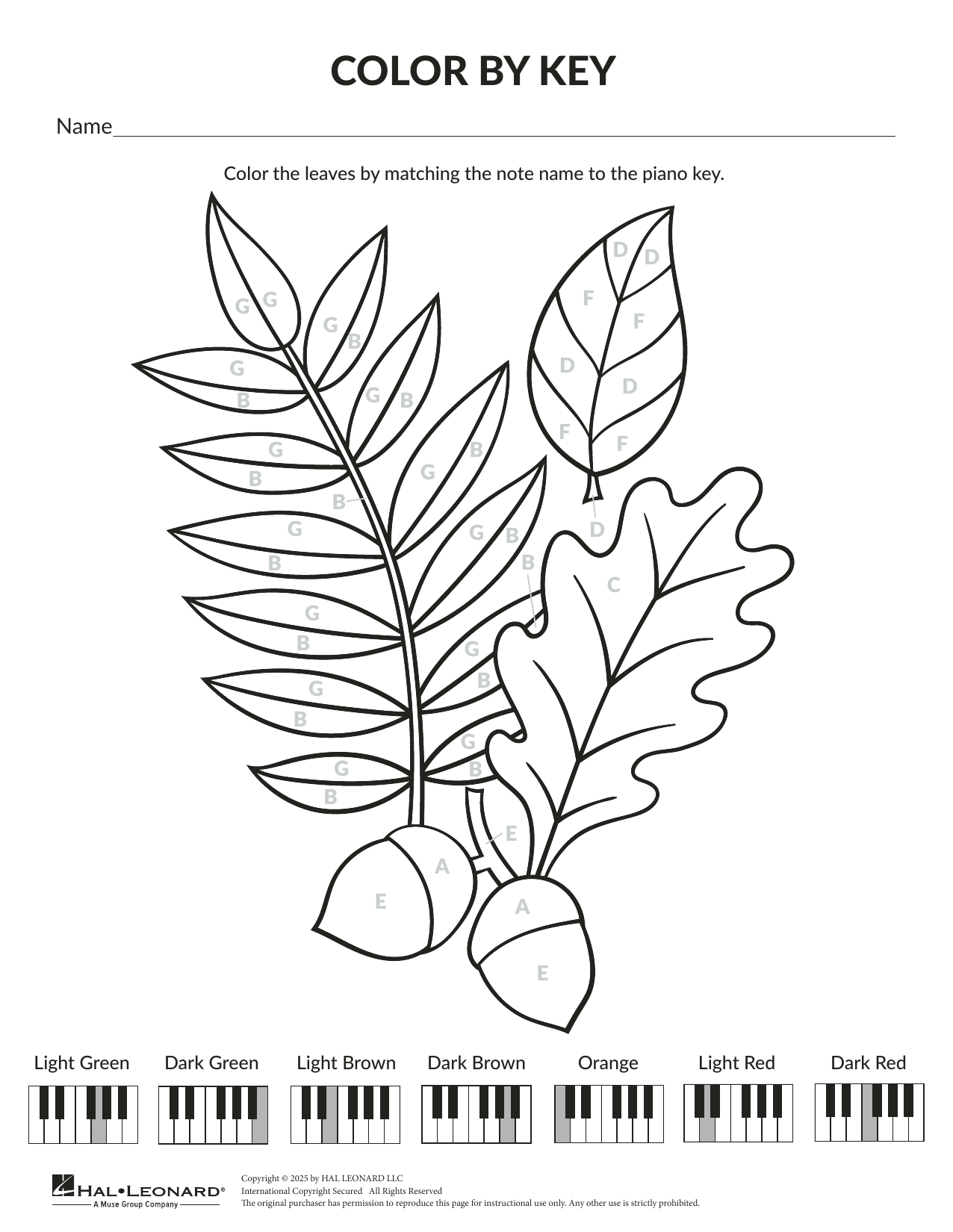 Brittany McCorriston Color By Key: Autumn Leaves Sheet Music & Chords for Theory Worksheet - Download or Print PDF