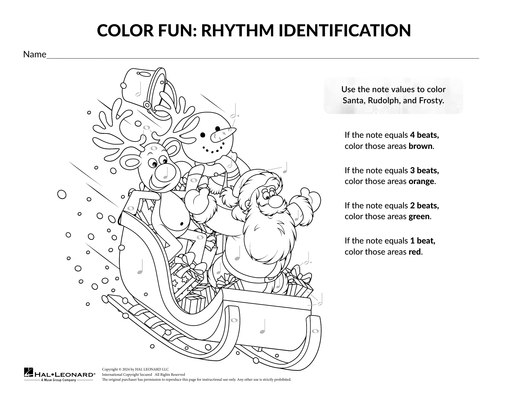 Brittany McCorriston Color by Rhythm: Santa's Sleigh Sheet Music & Chords for Theory Worksheet - Download or Print PDF