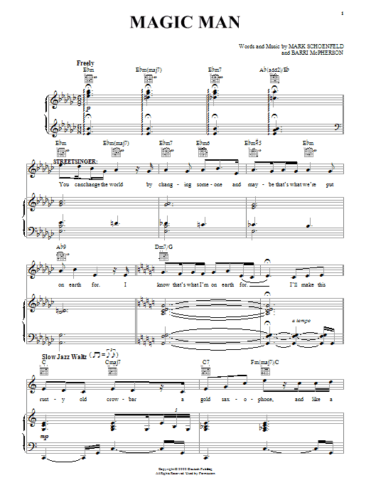 Download Brooklyn The Musical Magic Man sheet music and printable PDF score & Musicals music notes