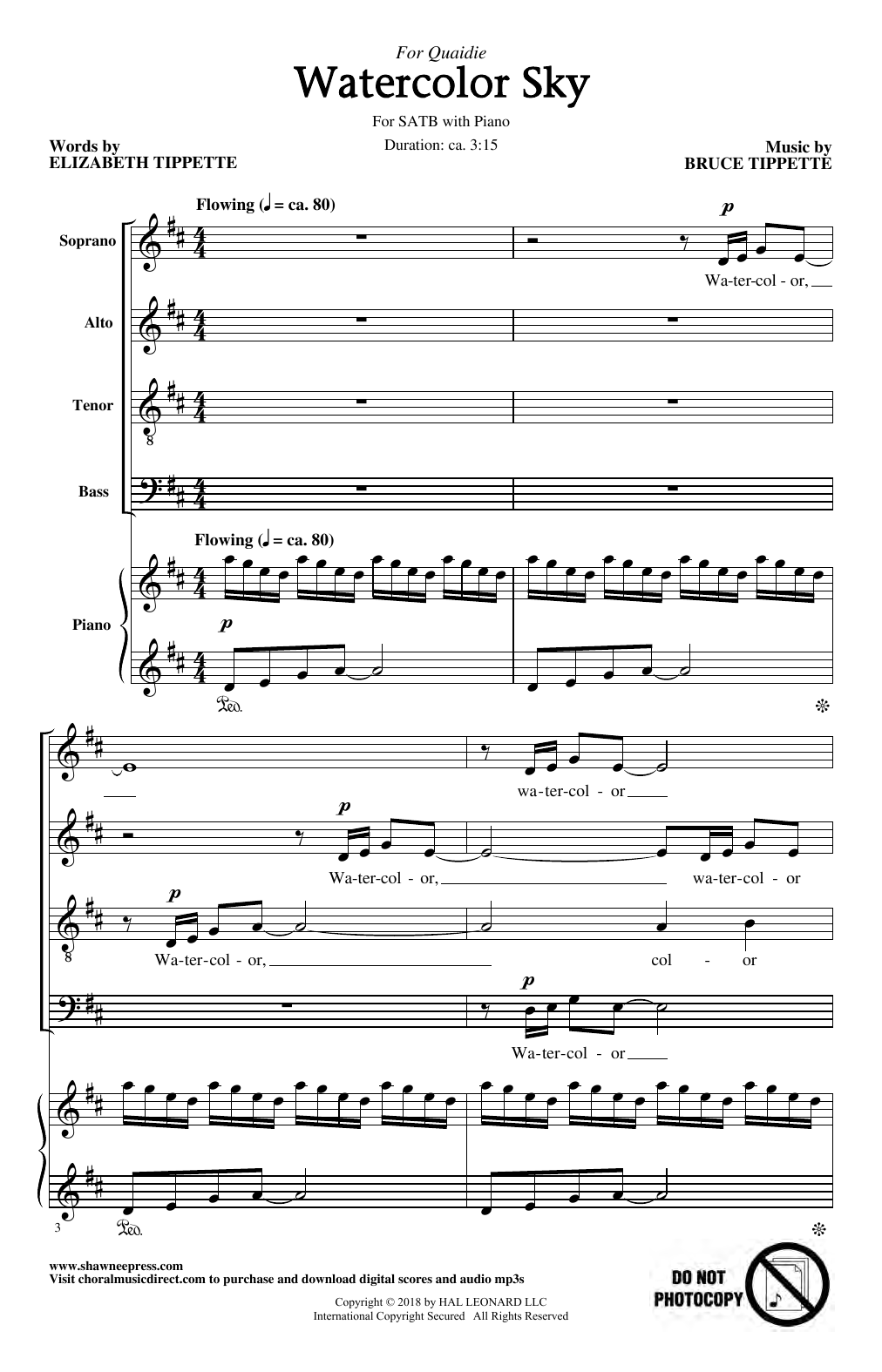 Bruce Tippette & Elizabeth Tippette Watercolor Sky Sheet Music & Chords for SATB Choir - Download or Print PDF