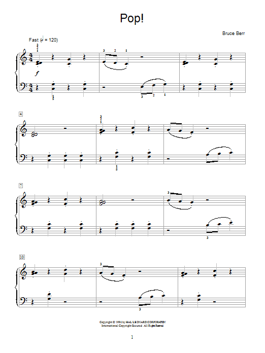 Preview Bruce Berr Pop! Children sheet music, notes and chords for Educational Piano, SKU: 28786 Download Bruce Berr Pop! sheet music and printable PDF score & Children music notes