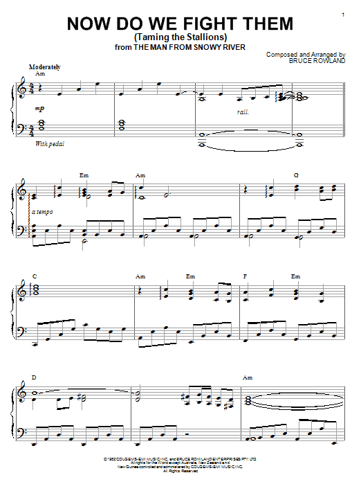 Preview Bruce Rowland Now Do We Fight Them (Taming The Stallions) Film and TV sheet music, notes and chords for Piano, SKU: 55651 Download Bruce Rowland Now Do We Fight Them (Taming The Stallions) sheet music and printable PDF score & Film and TV music notes