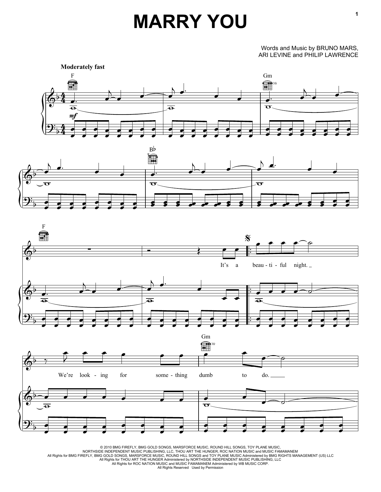 Preview Bruno Mars Marry You Rock sheet music, notes and chords for Easy Piano, SKU: 80513 sheet music, piano notes, chords, guitar tabs, score, transpose, transcribe, how to play, guide, download, learn, tutorial, progression, song, artist, awards, billboard, mtv, vh1, tour, single, album, release