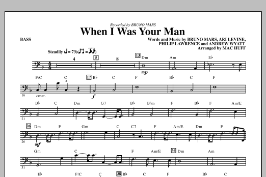 Bruno Mars When I Was Your Man Arr Mac Huff Bass Sheet Music Download Printable Pop Pdf Choir Instrumental Pak Score Sku 317692