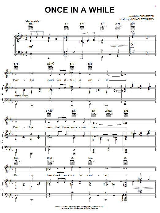 Download Bud Green Once In A While sheet music and printable PDF score & Jazz music notes