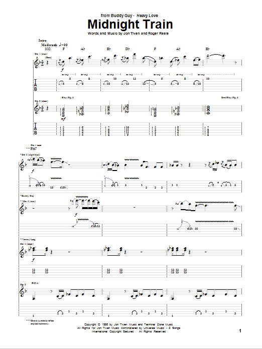 Download Buddy Guy Midnight Train sheet music and printable PDF score & Pop music notes