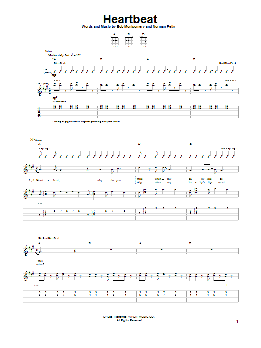 Preview Bob Montgomery Heartbeat Film and TV sheet music, notes and chords for Piano, SKU: 32234 Download Bob Montgomery Heartbeat sheet music and printable PDF score & Film and TV music notes