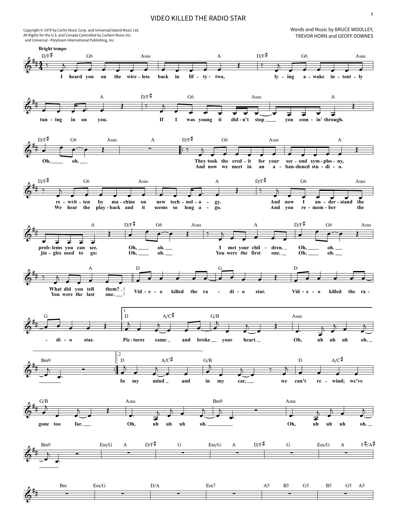 Preview Buggles Video Killed The Radio Star Pop sheet music, notes and chords for Saxophone, SKU: 48066 sheet music, piano notes, chords, guitar tabs, score, transpose, transcribe, how to play, guide, download, learn, tutorial, progression, song, artist, awards, billboard, mtv, vh1, tour, single, album, release