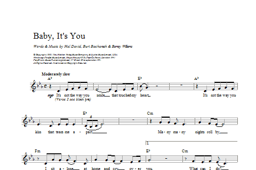Download Bacharach & David Baby It's You sheet music and printable PDF score & Pop music notes