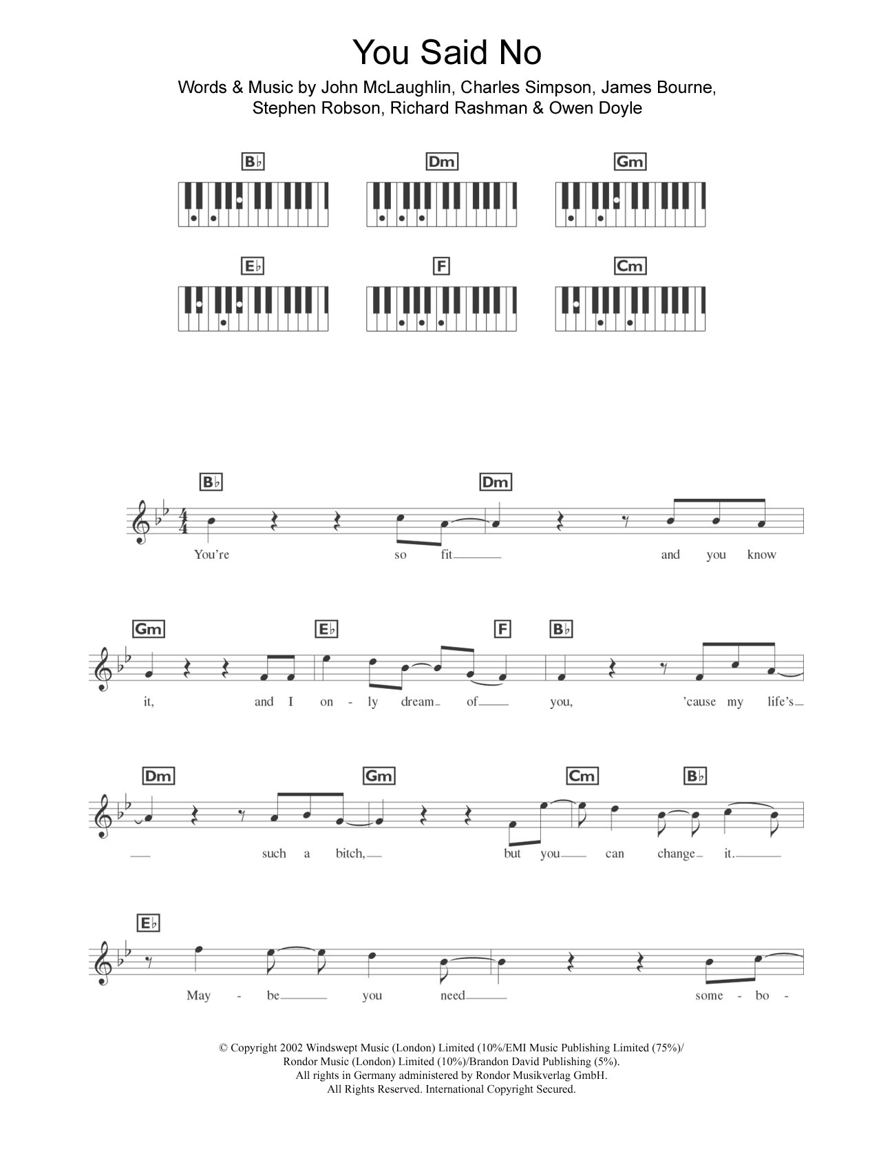 Download Busted You Said No sheet music and printable PDF score & Rock music notes