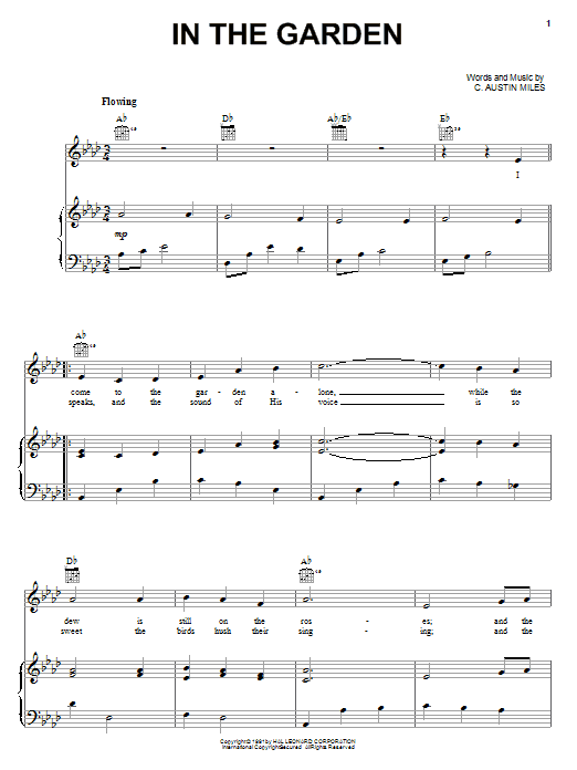 Preview C. Austin Miles In The Garden Hymn sheet music, notes and chords for Lyrics & Chords, SKU: 82380 Download C. Austin Miles In The Garden sheet music and printable PDF score & Hymn music notes