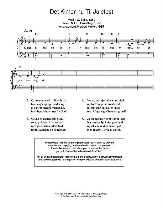Preview C. Balle Det Kimer Nu Til Julefest Traditional sheet music, notes and chords for Piano, SKU: 105594 sheet music, piano notes, chords, guitar tabs, score, transpose, transcribe, how to play, guide, download, learn, tutorial, progression, song, artist, awards, billboard, mtv, vh1, tour, single, album, release
