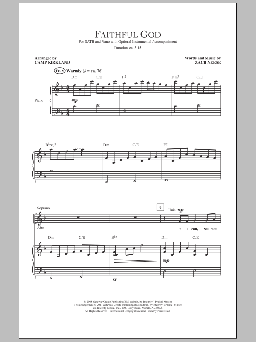 Download Camp Kirkland Faithful God sheet music and printable PDF score & Sacred music notes