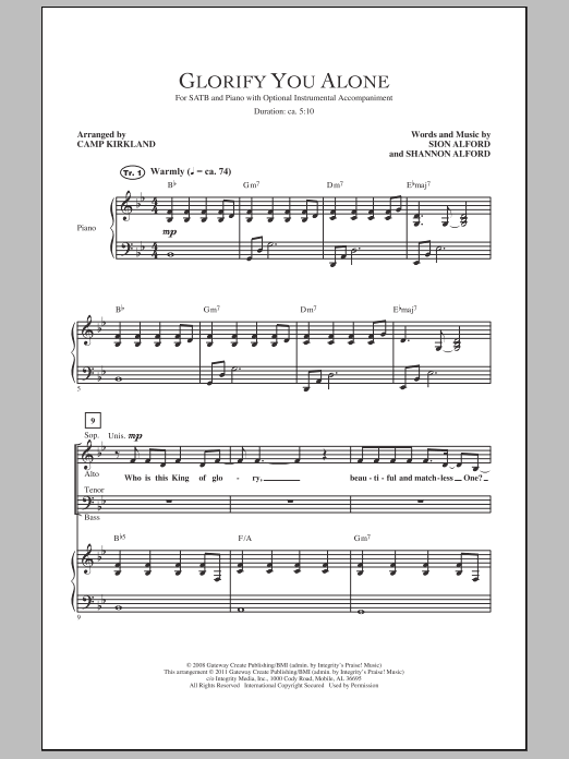 Download Camp Kirkland Glorify You Alone sheet music and printable PDF score & Sacred music notes