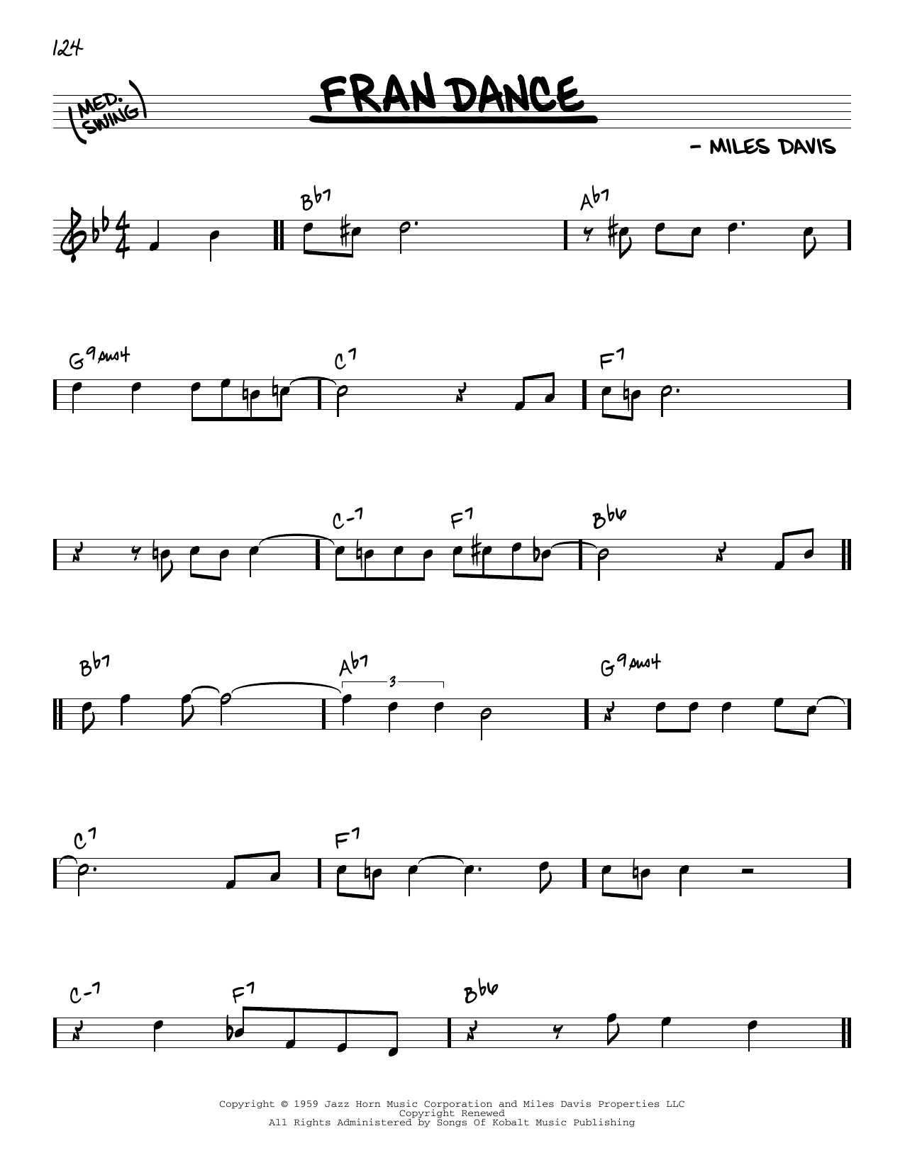 Download Cannonball Adderley Fran Dance sheet music and printable PDF score & Jazz music notes